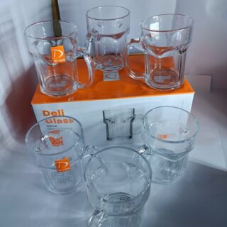 Deli Glass “Icefield” Clear Glass Mug – Set of 6 [ high quality ]