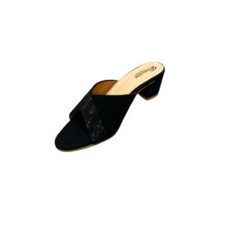Romantic Women’s Black Suede Block Heel Sandals