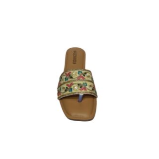 Women’s Golden Embroidered Flats Sandal
