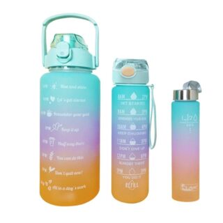 Gradient Motivational Time-Marker Water Bottle Set