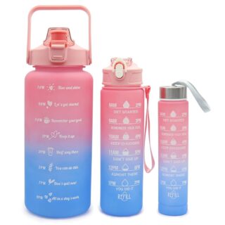 Gradient Motivational Time-Marker Water Bottle Set