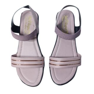 Women's Ankle Strap Flat Sandals with Metallic Trim