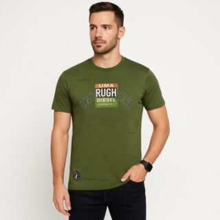 Crew Neck Graphic T-Shirt - Military Green