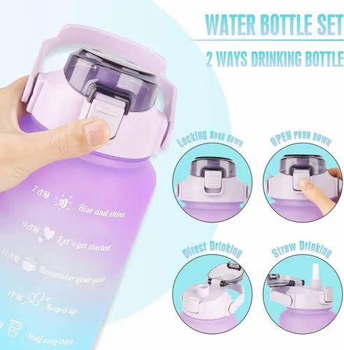 Gradient Motivational Time-Marker Water Bottle Set - Image 3