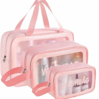 3-in-1 Transparent Travel Wash Bag Set