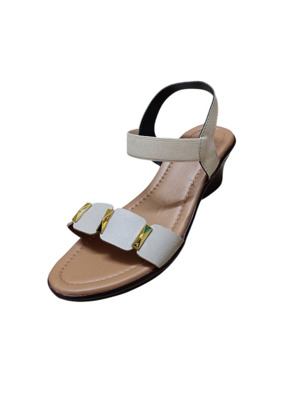 Stylish Beige & Gold Embellished Sandals for Women - Image 2