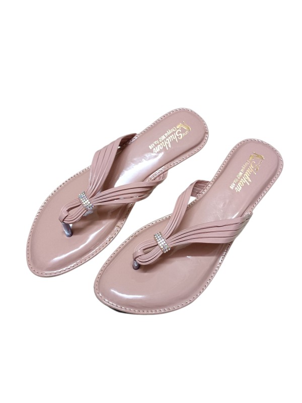Women’s Elegant Blush Pink Toe-Loop Flats Sandal